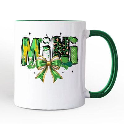 Tasse Coquette Mini Clover Bow St Patrick's Day, cadeau trèfle trèfle vert avec nom personnalisé