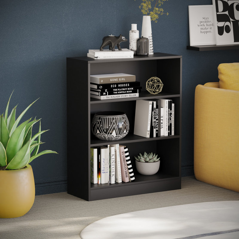 142cm H x 60cm W Standard Bookcase, Black, (3 Shelves) 75cm H x 60cm W x 24cm D