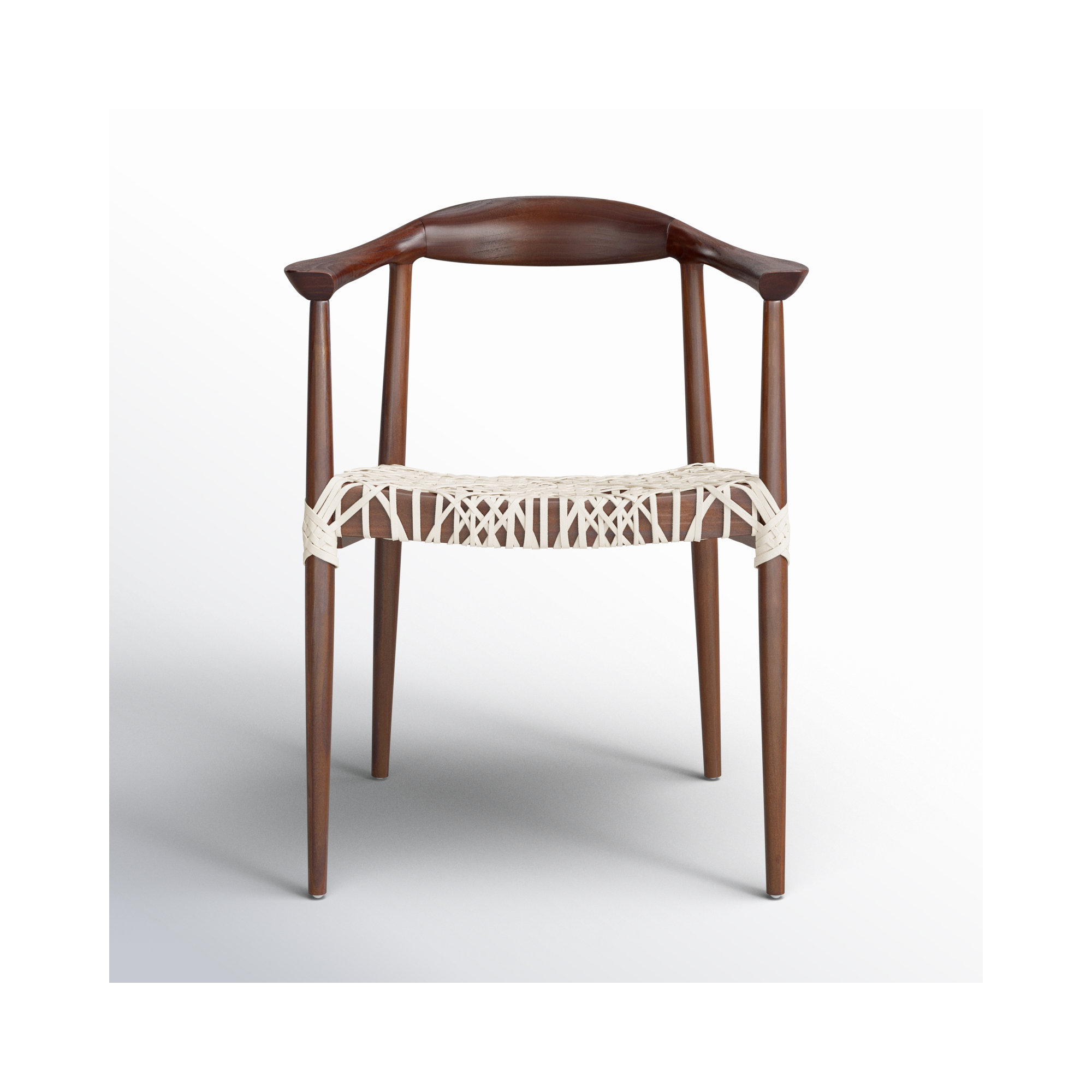 Kazbah Leather Dining Arm Chair, Brown/White