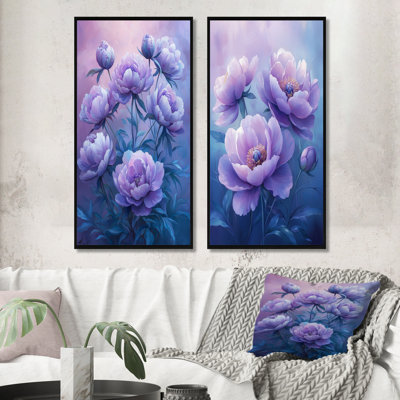 Pivoines mauves pétales d'élégance I - Collection d'art mural floral 2 pièces