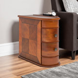 Arc Side End Table, Walnut Brown, 2 Drawers, 24 Inch Tall