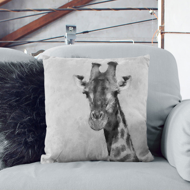 Giraffe Vol.3 Painting Square Throw Cushion, 55cm H x 55cm W x 20cm D, White