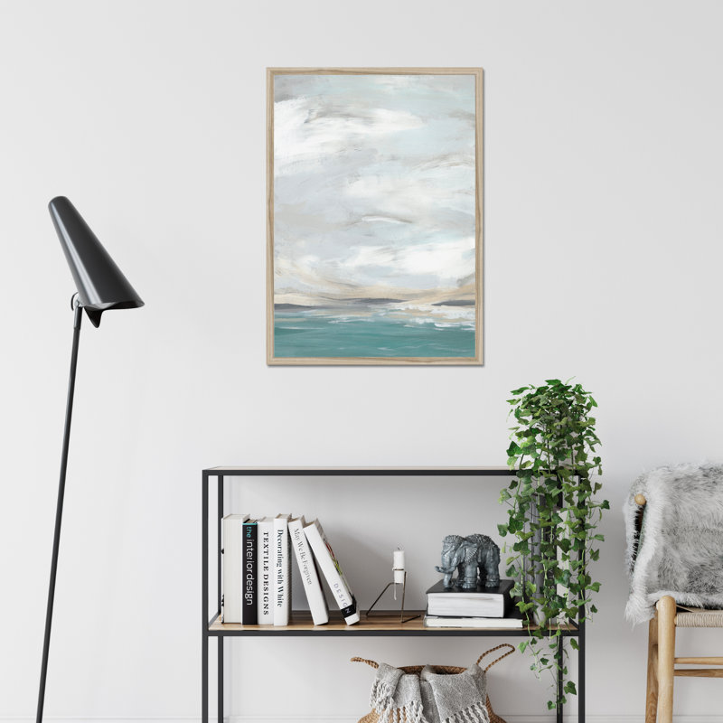 Seafoam Vista II by June Erica Vess - Painting, 34cm H x 24cm W, Natural Wood Framed Paper Print