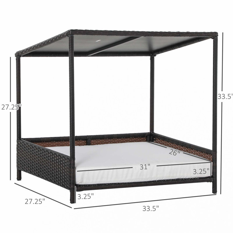 Lit pour chien en rotin surélevé Dog House, brun