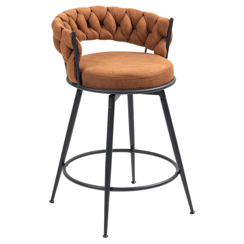 Tabourets de bar 28 po à hauteur de comptoir - pivotant à 360 ° avec tissu en suède et conception tissée moderne, dossier et repose-pieds pour la cuisine 