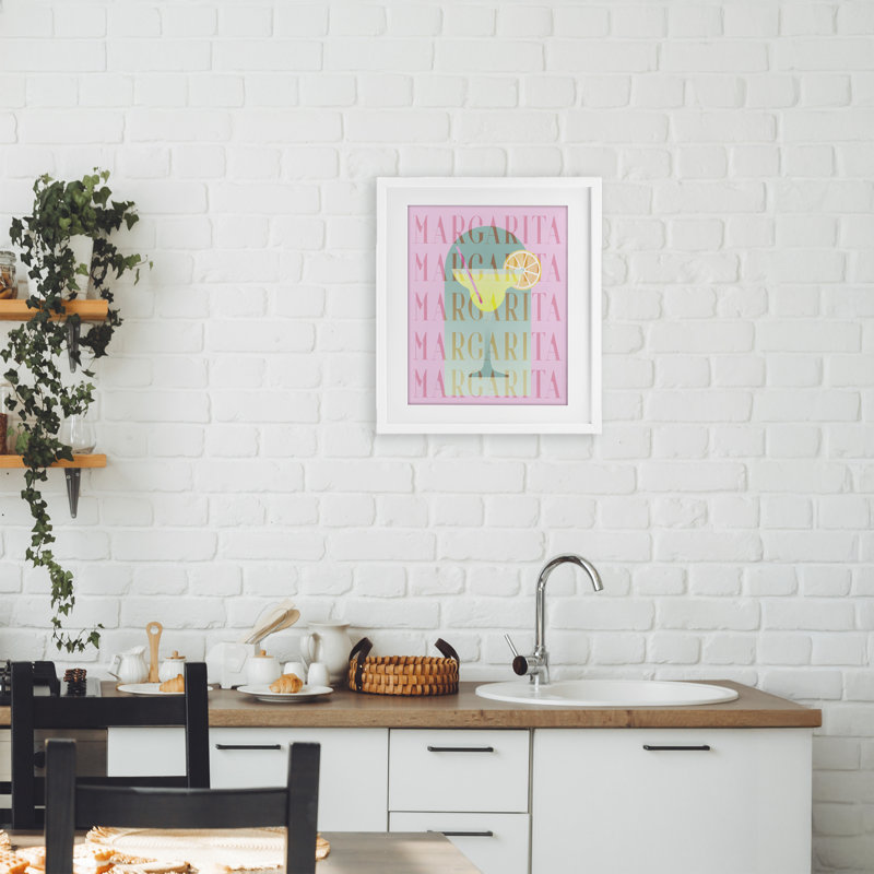 «Retro Pastel Margarita», reproduction encadrée sous verre, par Lil 'Rue, H 16 po x l 13 po, Cadre blanc côtier