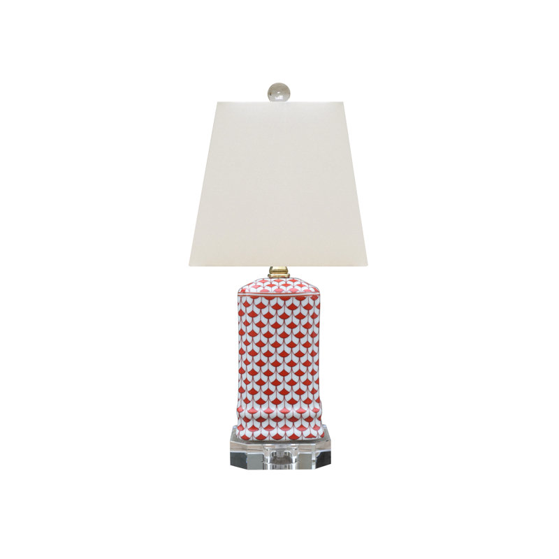 LAMPE PORCELAINE À POISSONS ROUGE