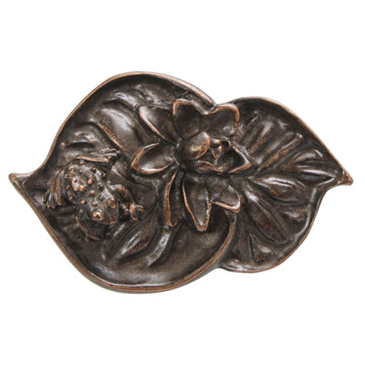 Nénuphars; Double nénuphar et grande poignée grenouille au fini bronze huilé