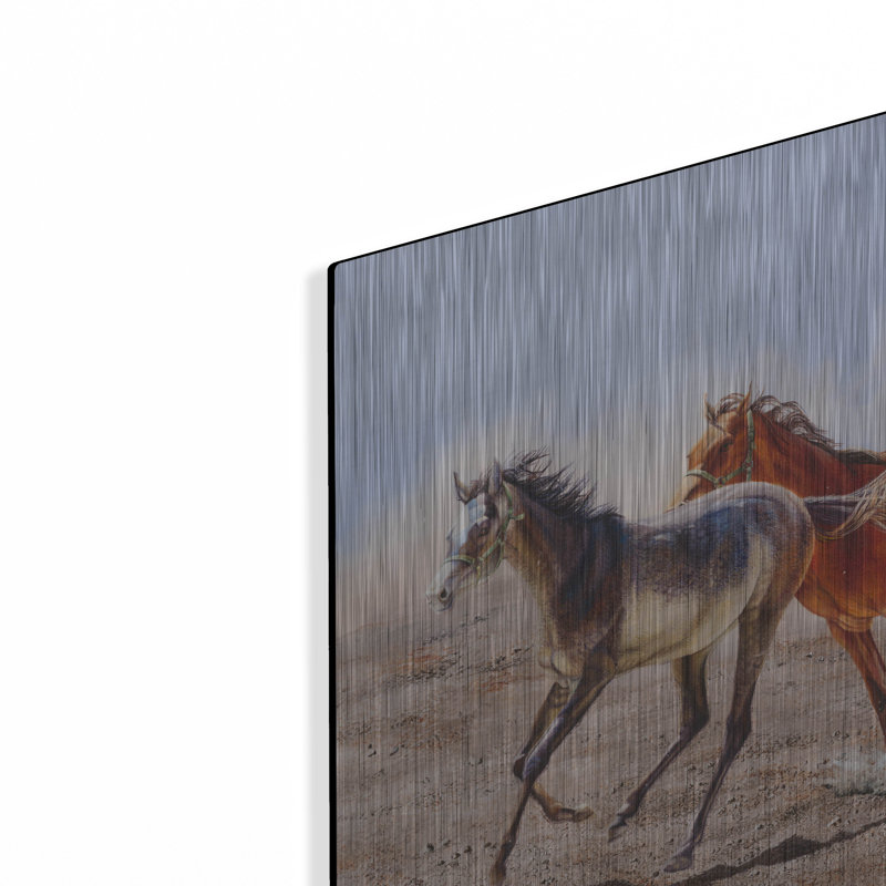  «All The Pretty Horses» par Delene Lambert, art mural en métal, 48 po x 16 po, H 16 po x l 48 po