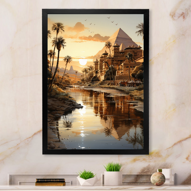 Pyramides égyptiennes égyptiennes III sur toile, Cadre photo noir, H 44 po x l 34 po x P 1,5 po
