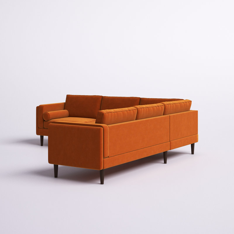 Canapé d'angle symétrique 3 pièces Elberon, Velours orange