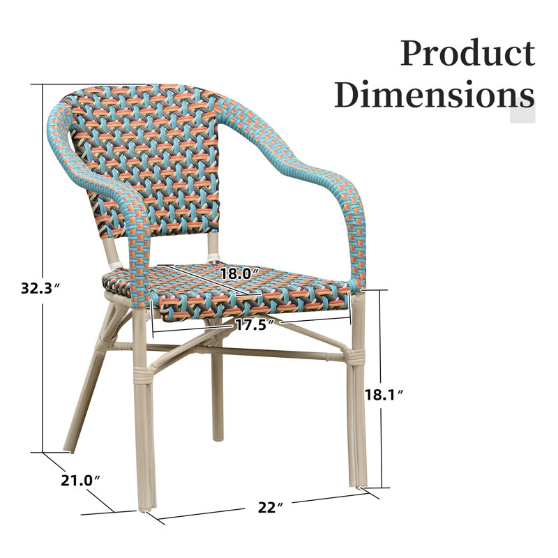 Fauteuil de terrasse empilable, Coloré