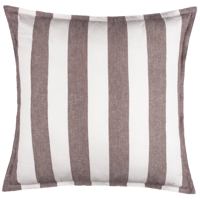 Hayle Indoor / Outdoor Striped Square Throw Cushion, Brown/White
