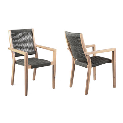 Chaises de patio confortables en bois d'eucalyptus, style corde de charbon, pour recevoir en plein air