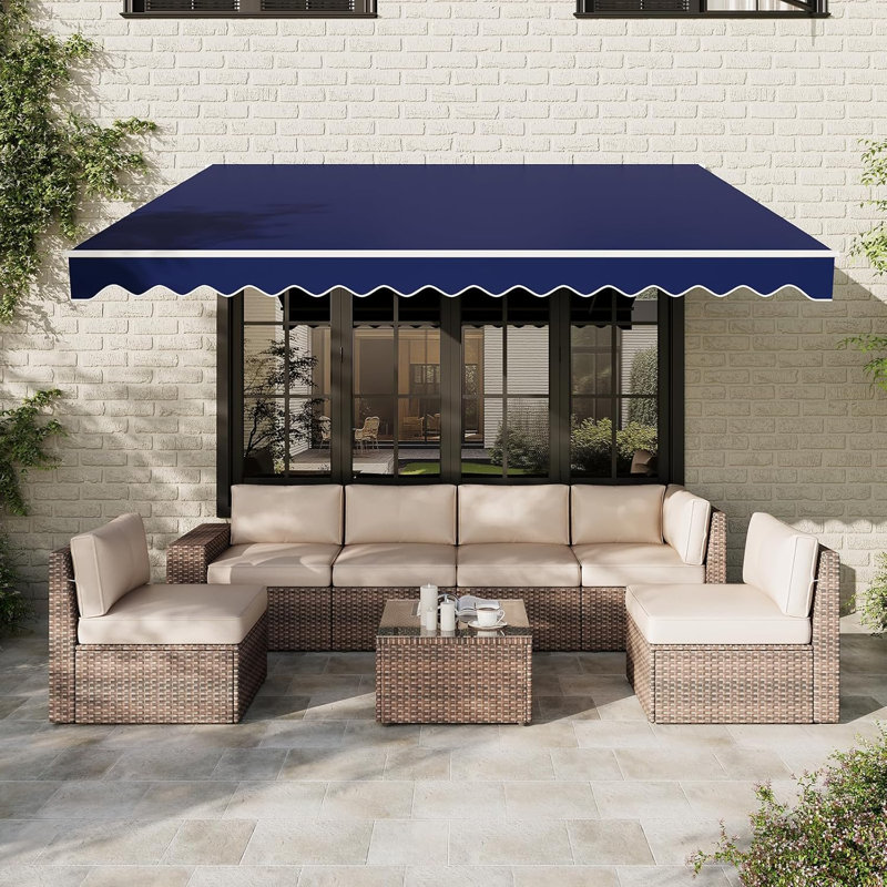 Auvent rétractable manuel pour l'extérieur 12 x 10 pi Aoxun, Bleu
