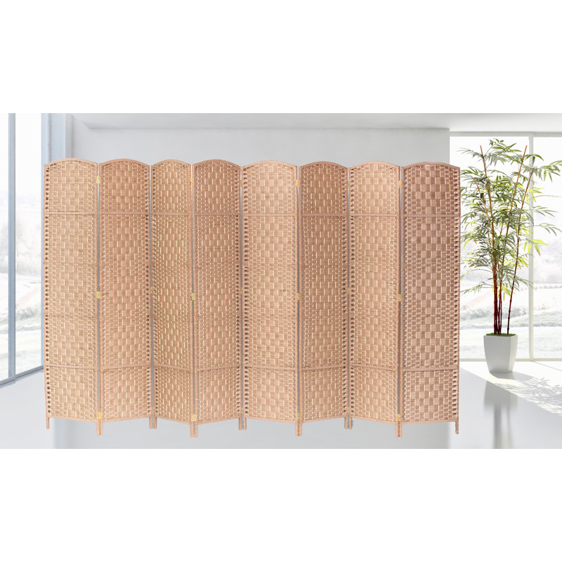 Paravent pliant en bambou de 71 po de hauteur avec garniture en bambou, Naturel, 8, H 71 po x l 140 po x P 1 po