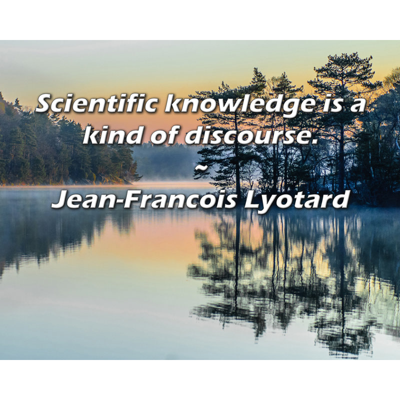 Toile tendue de la galerie Trinx par Jean-François Lyotard: «La connaissance scientifique est une sorte de, H 17 po x l 24 po