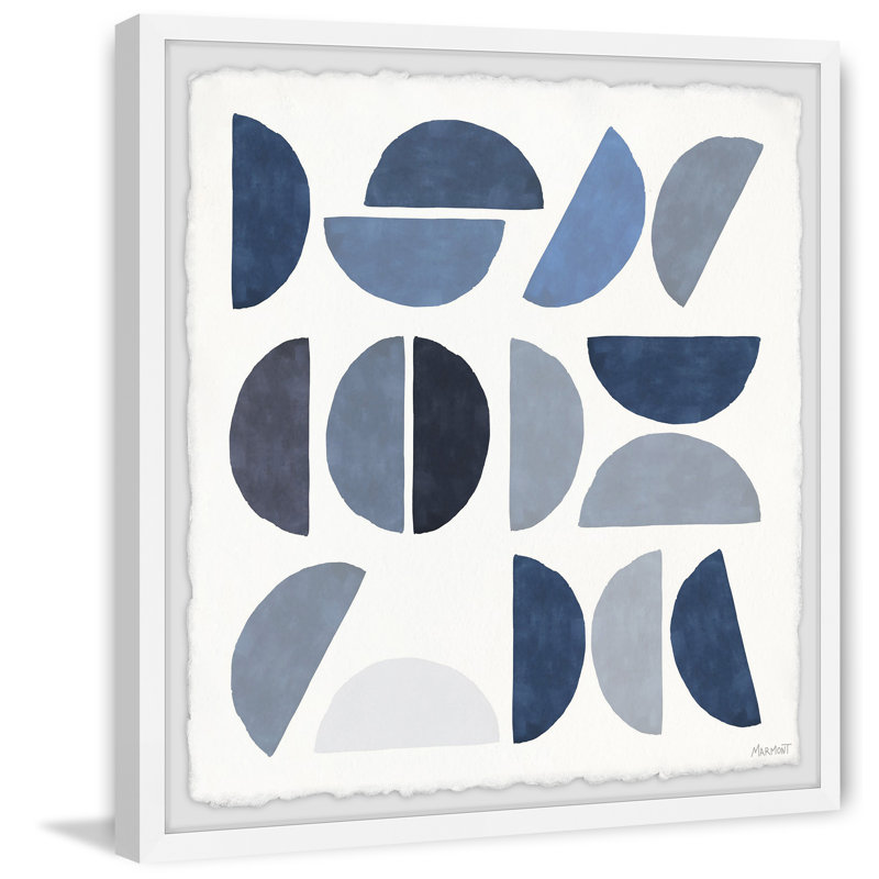 Blue Slices - Single Picture Frame Painting, 51cm H x 51cm W x 3.81cm D