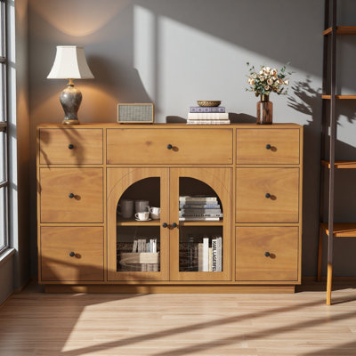 Armoire avec rangement pour l'entrée du salon et de la salle à manger, grande taille, 2 portes et 7 tiroirs
