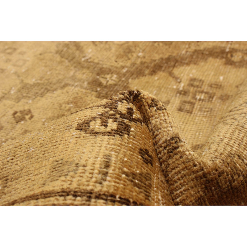 Tapis brun unique fait à la main de conception unique 3 pi 5 po x 4 pi 10 po Antalya
