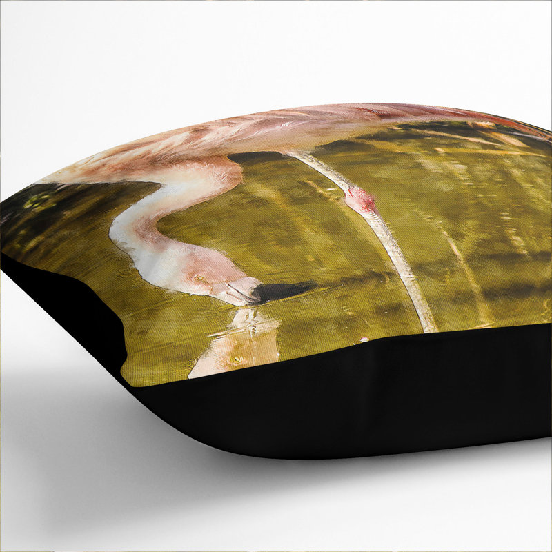 Pink Flamingo Vol.2 Painting Square Throw Cushion, Black, 40cm H x 40cm W x 15cm D