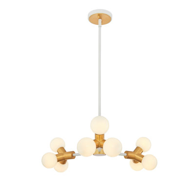 Tres 9 LT White and New Brass Chandelier Kalco