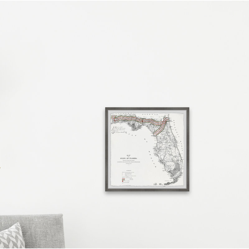 Carte de l'État de Floride II, impression encadrée sur papier, H 32 po x l 32 po x P 1,5 po