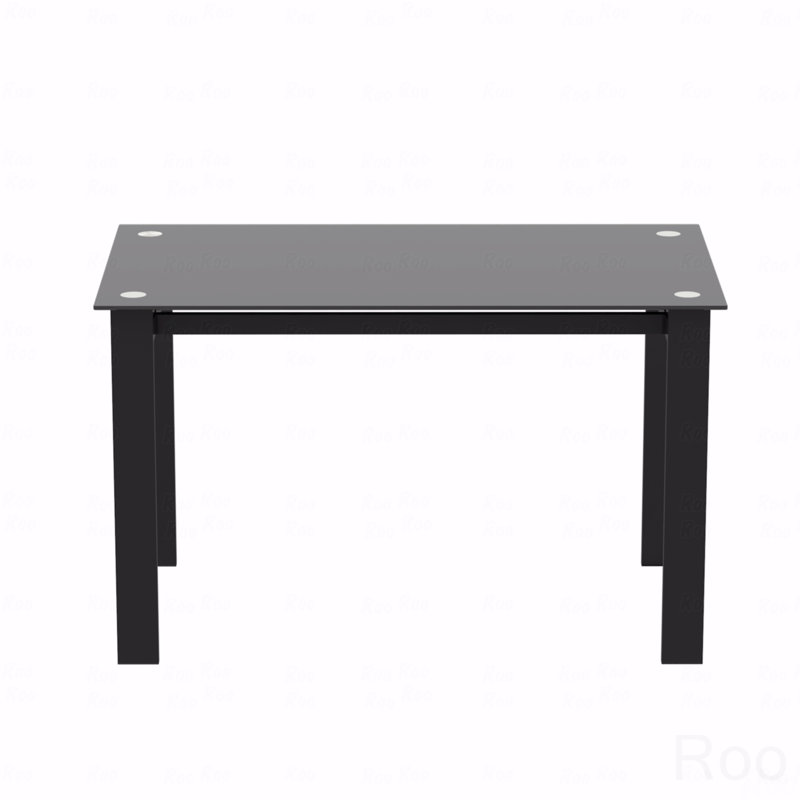 Modern Tempered Glass Black Dining Table, Simple Rectangular Dining Table Metal Table Legs