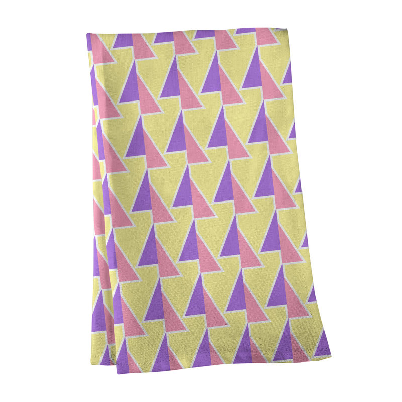Torchon à flèches, Mauve / rose / jaune, Croisé en coton