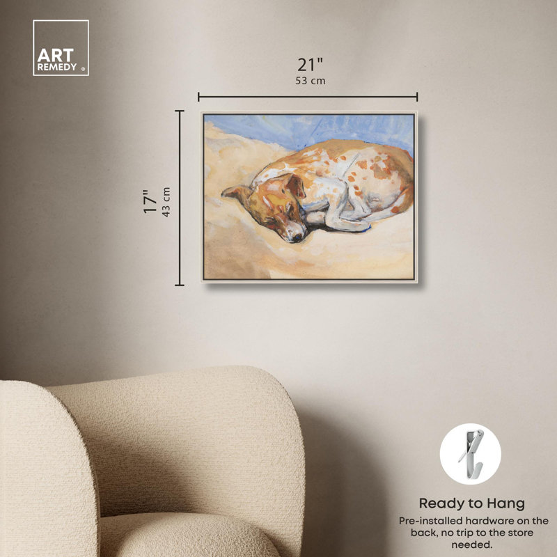 «Sleeping Dog» par Art Remedy, Encadrement argenté, H 17 po x l 21 po