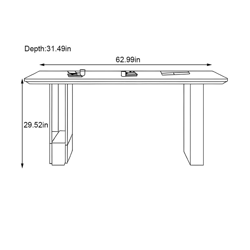 Table de salle à manger rectangulaire de style rétro, H 29,52 po x L 62,99 po x l 31,49 po