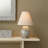 Capsule Travertine Table Lamp With Linen Shade