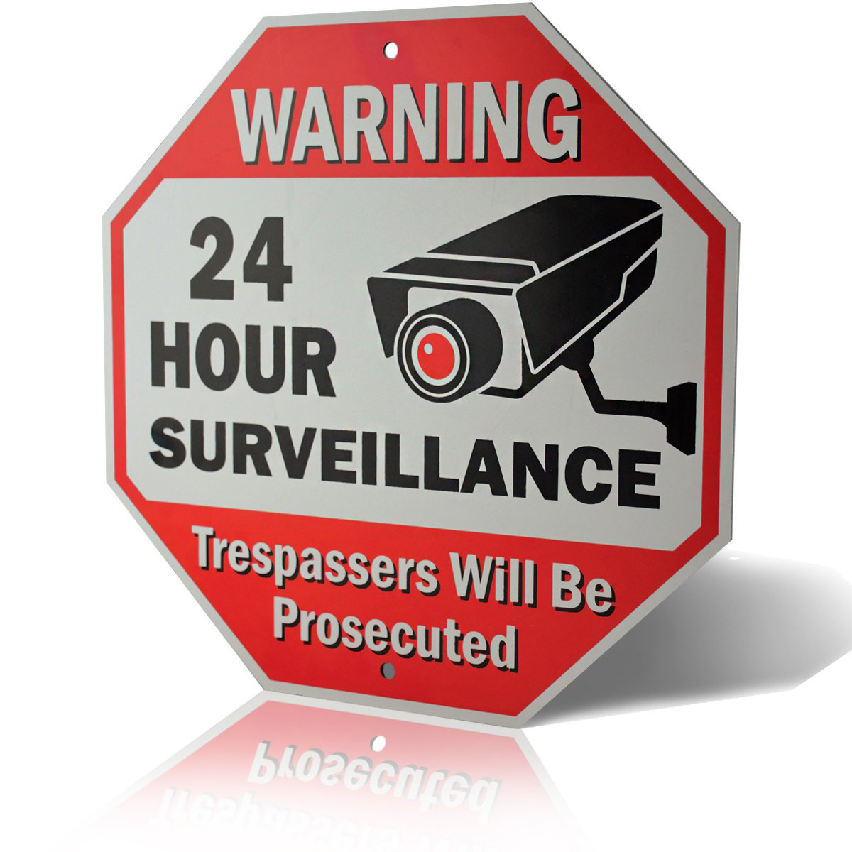 24 Hour Video Surveillance Signs - 4 Pack Security Stickers For Windows & Doors