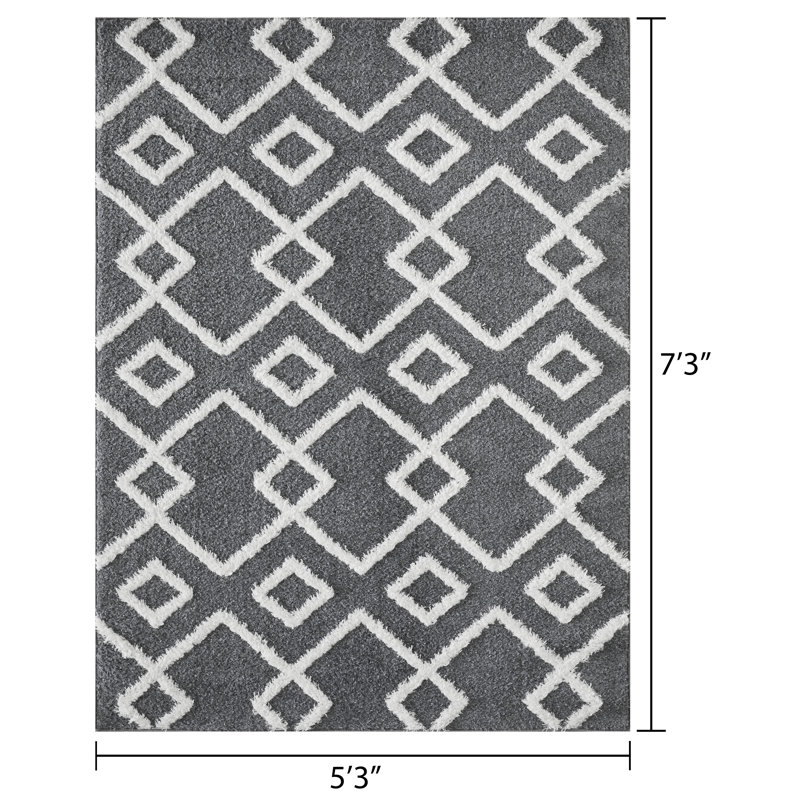 Huipio Performance Geometric Indoor Rug, Rectangle 5'3" x 7'3"