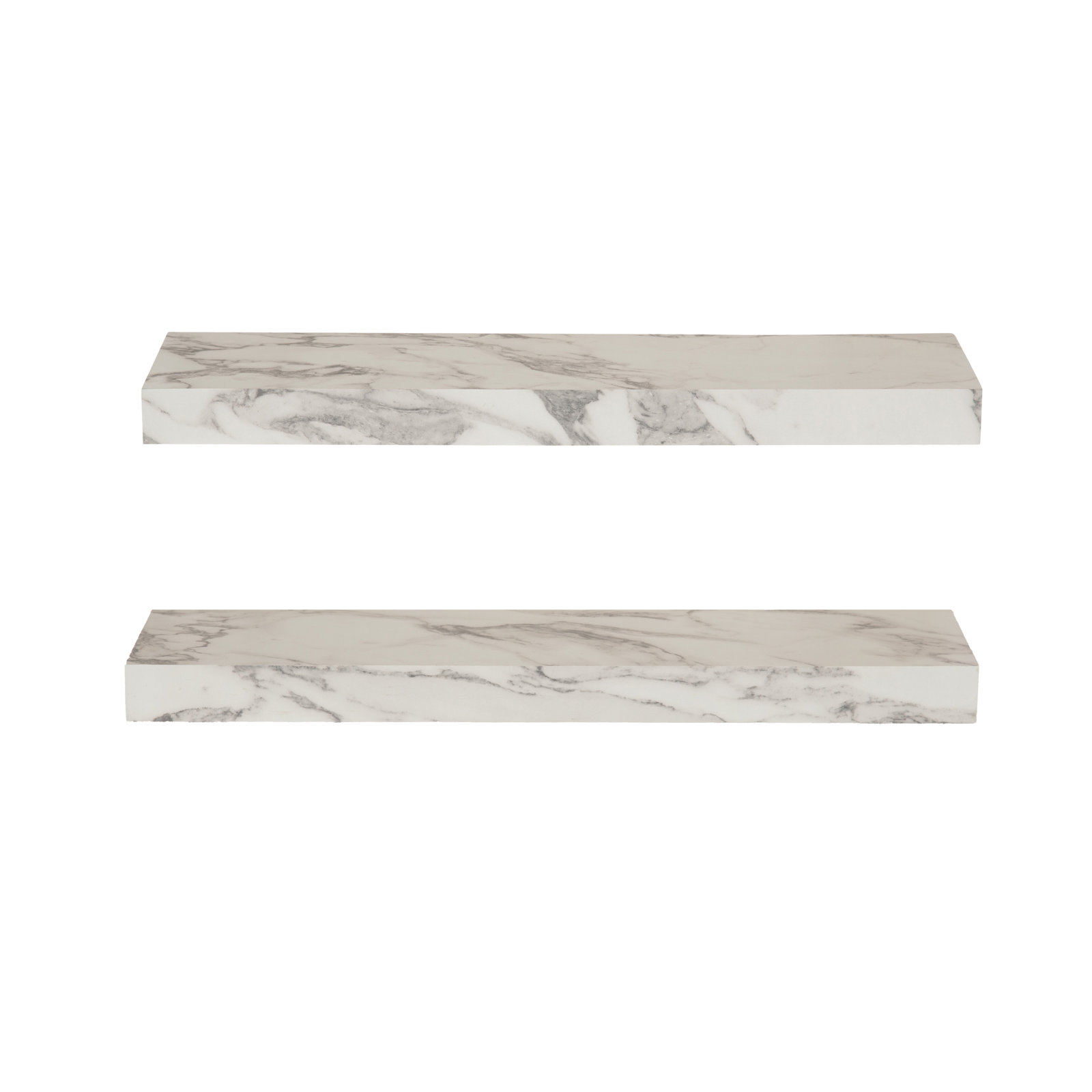 Jeremiah 2 Piece Picture Ledge Wall Shelf, 1.5" H x 22" W x 6" D, Marble White