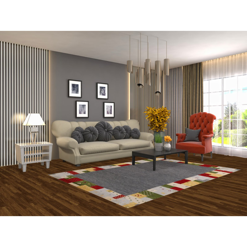 Tapis rayé à motif géométrique Gabbeh