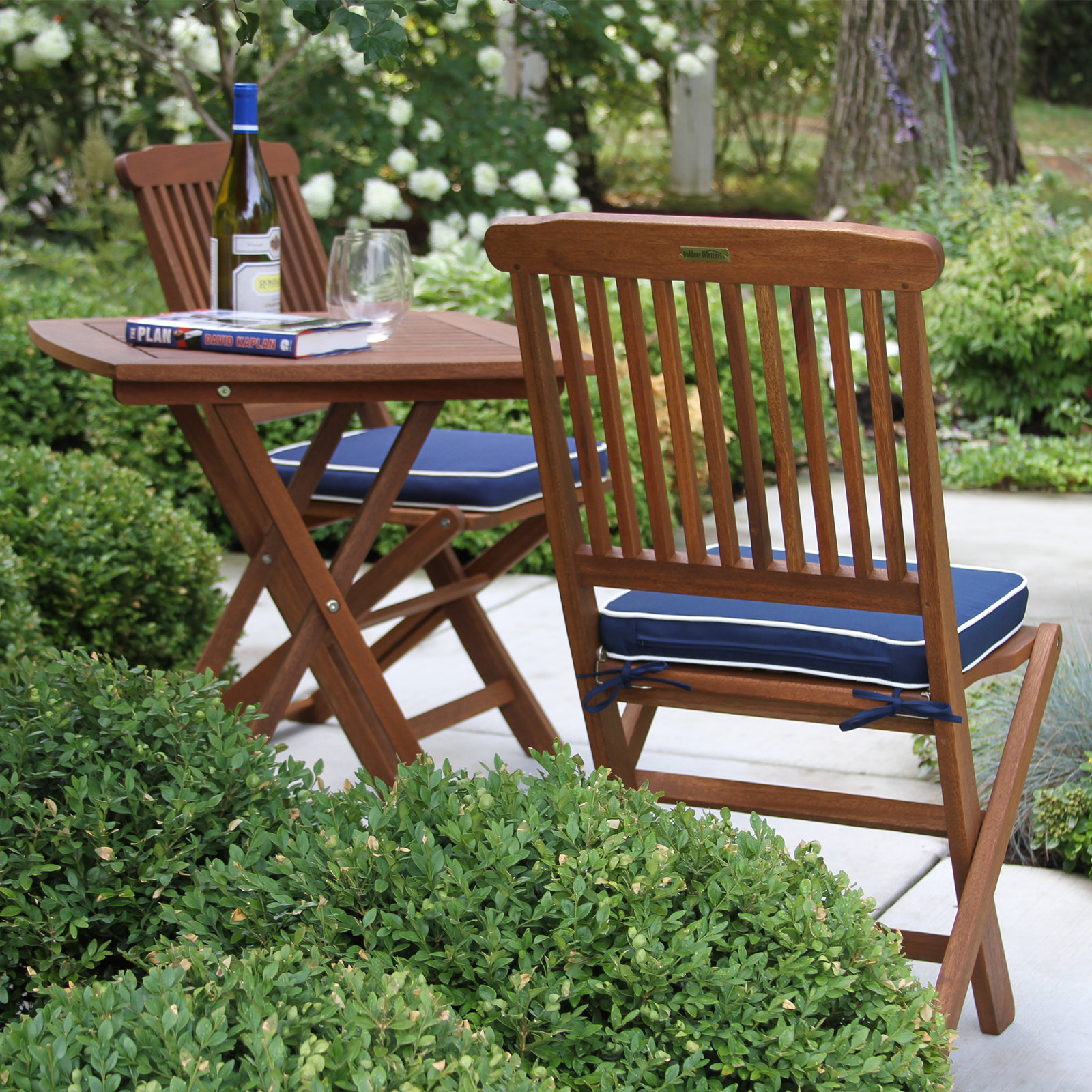 Fleur 24" Eucalyptus Patio Bistro Set, Blue