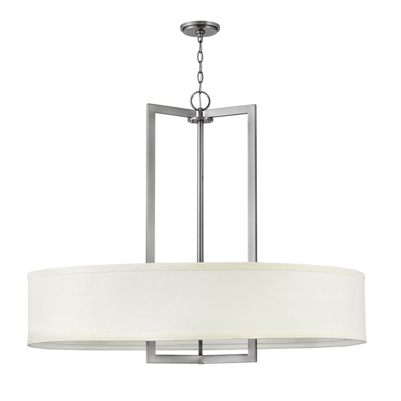 Lustre tambour unique à 9 lumières Hampton, Argent