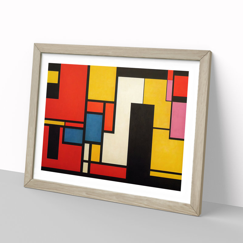 Cubism Abstract - Framed Print, 46cm H x 64cm W x 2cm D, Oak
