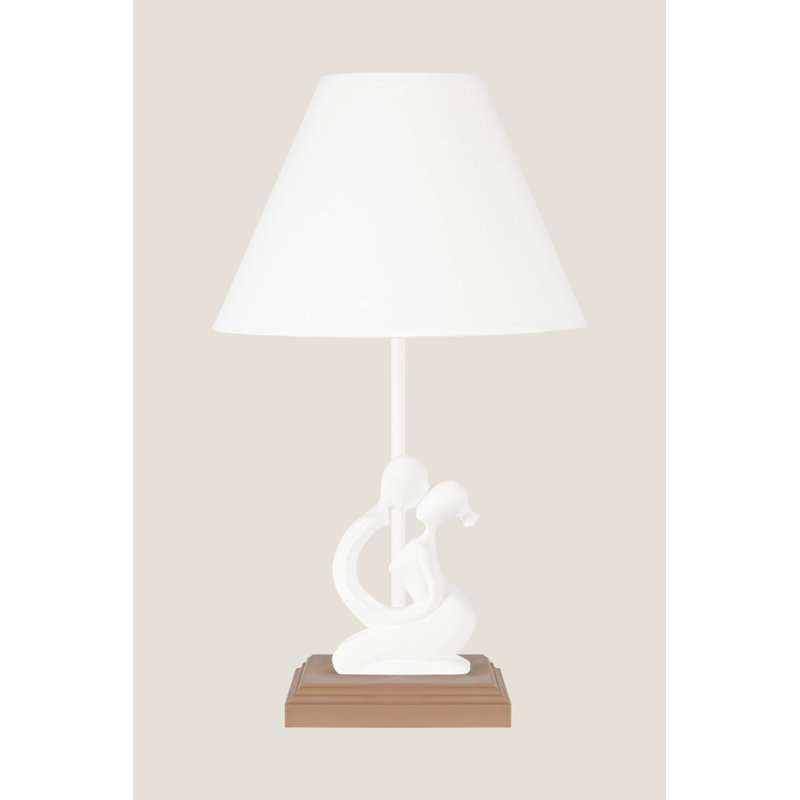 Lampe de table 16,5 po Barview, Blanc, Blanc / brun