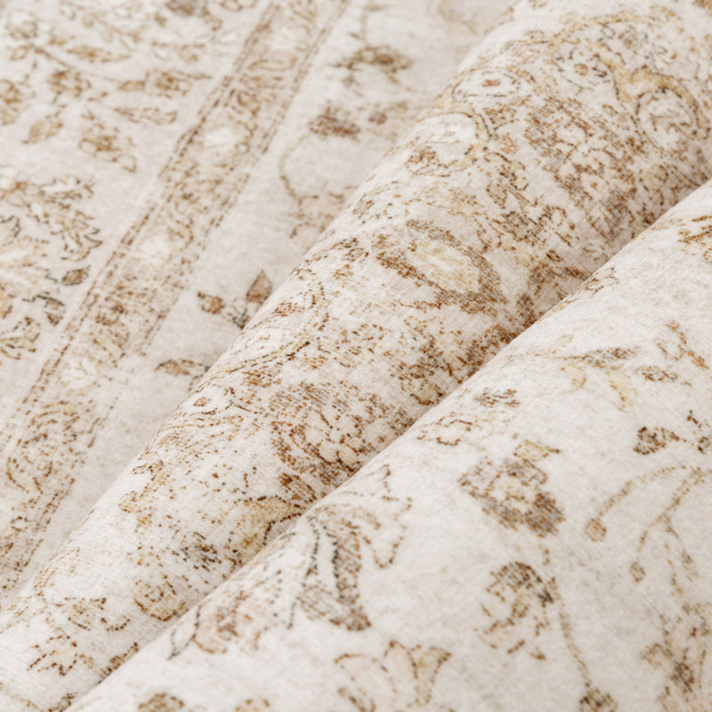 Tapis lavable floral Hayes, Beige, Rectangle 6 pi x 9 pi