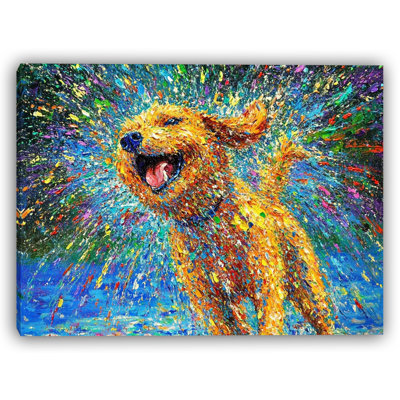 Joy Splash – Vibrant Golden Retriever Wall Art