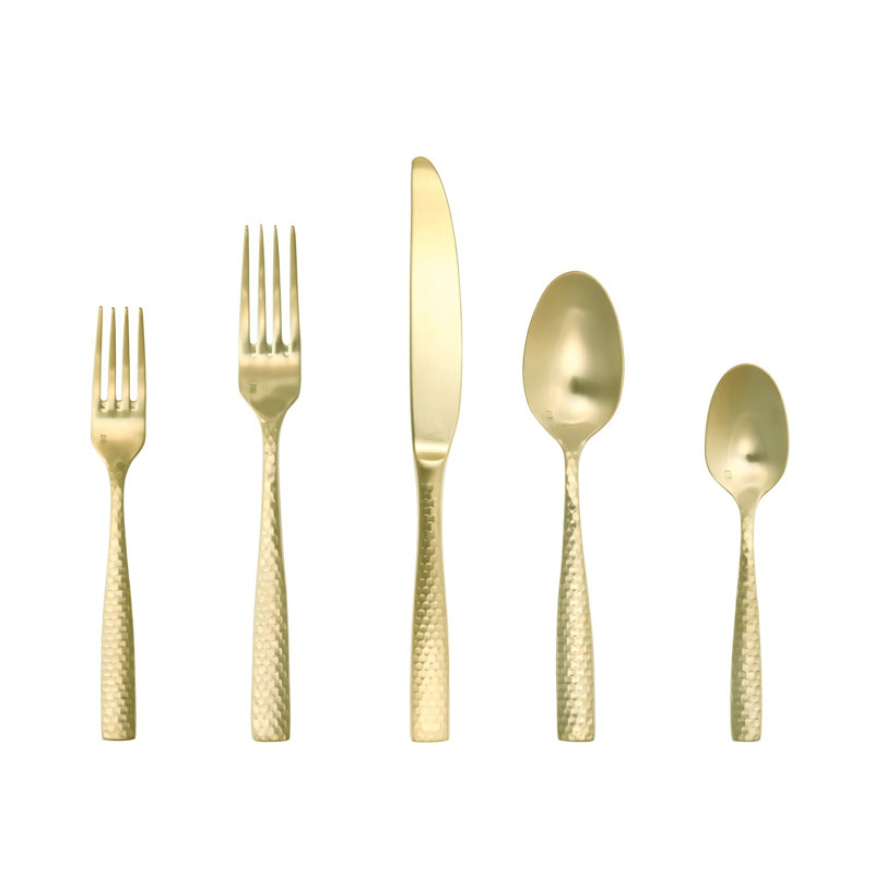 Lucca Faceted 5 Piece 18/10 Stainless Steel Flatware Set, Service for 1