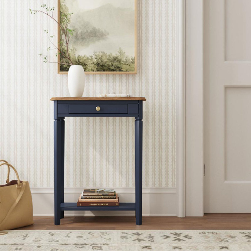 Hageman 2-Tone Console Table with Drawer, Navy