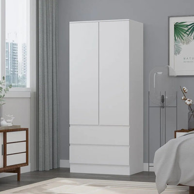 Warren 2 Door 2 Drawer Combi Wardrobe - Modern No-Handle Design, Soft-Close Hinges, Scratch-Resistant Finish
