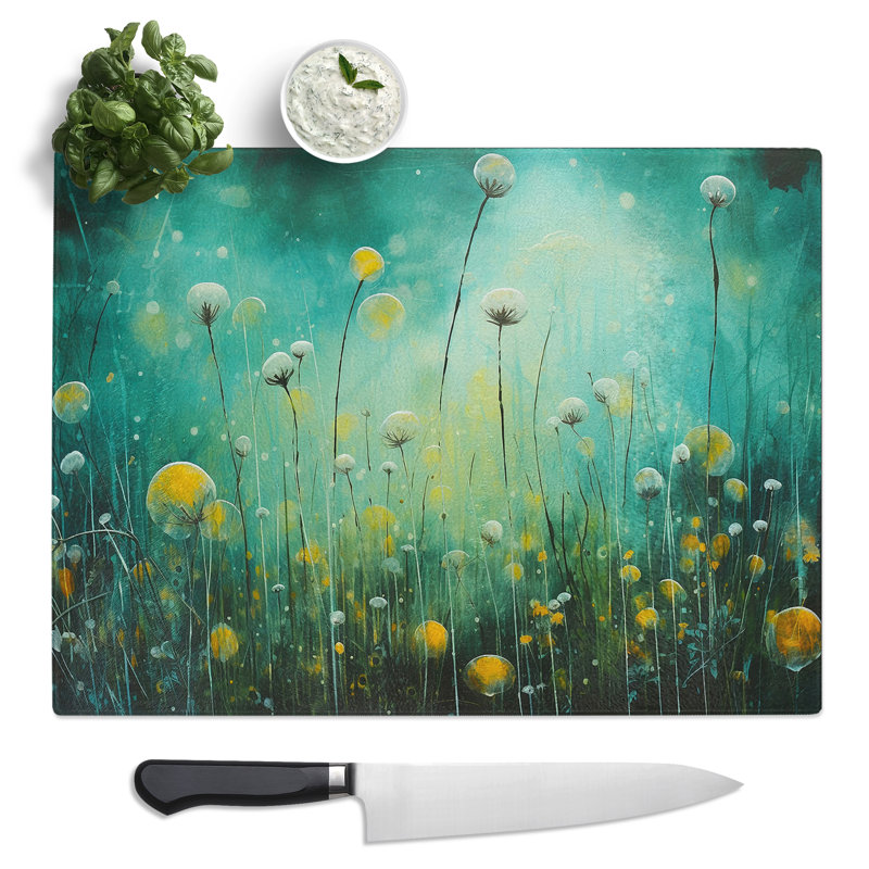 Dandelion Bubbles  Glass Chopping Board
