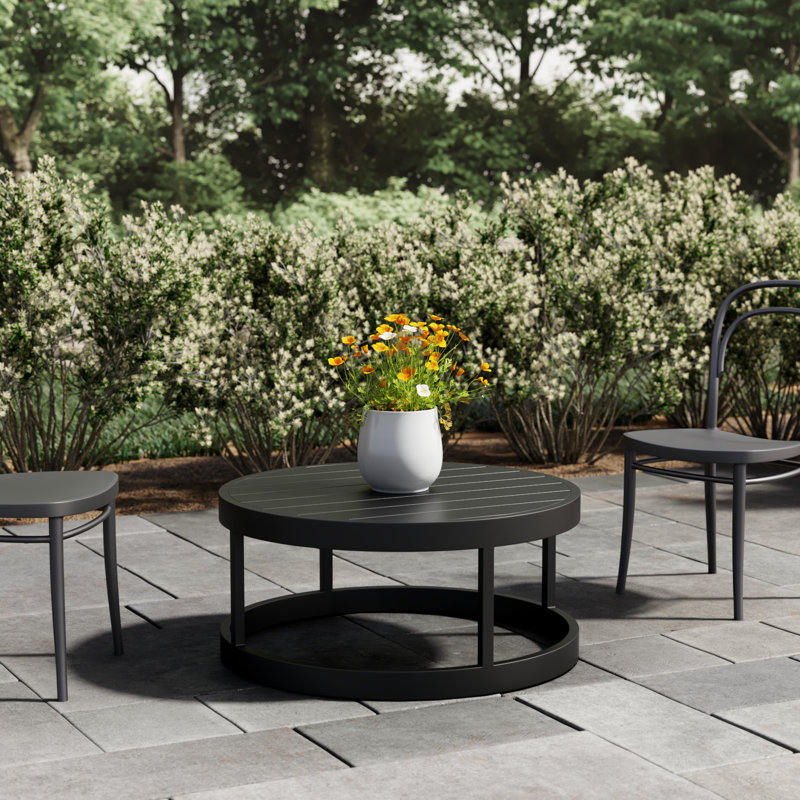 Avion Outdoor Round Coffee Table, Black