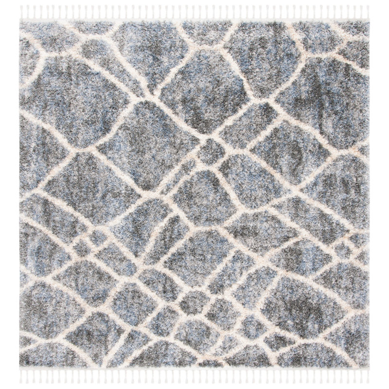 Triplett Fringe Shag Performance Abstract Rug, Square 6'7"