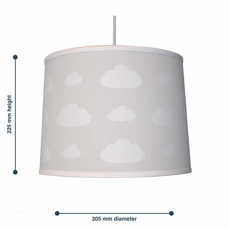 Atavia 22.5cm H Cotton Drum Pendant Shade ( Uno ) in Grey