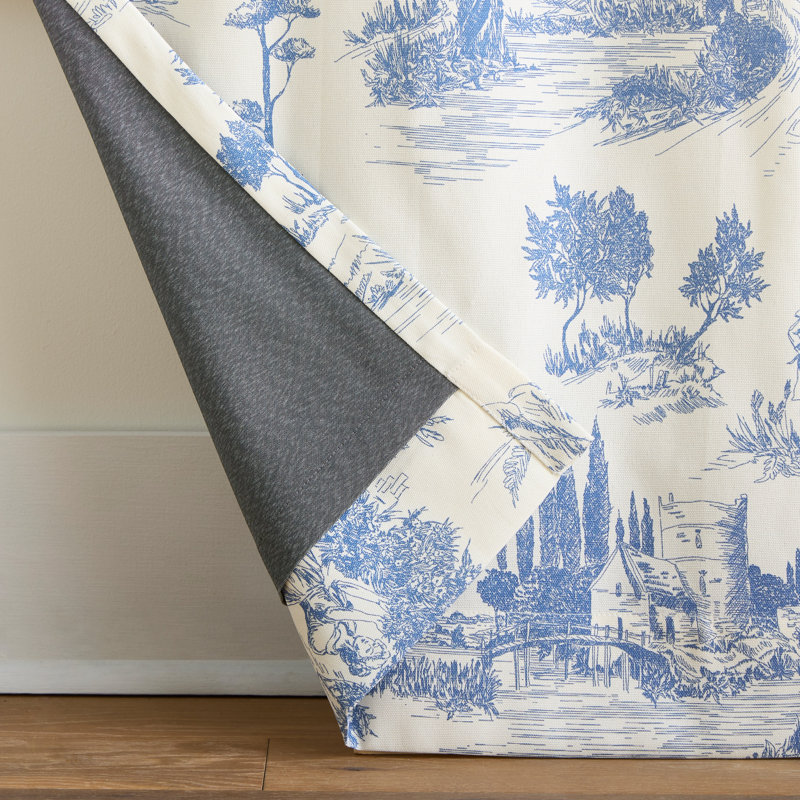 Martha Stewart Village Life Curtain Panel Pair, 37" W x 95" L, Blue